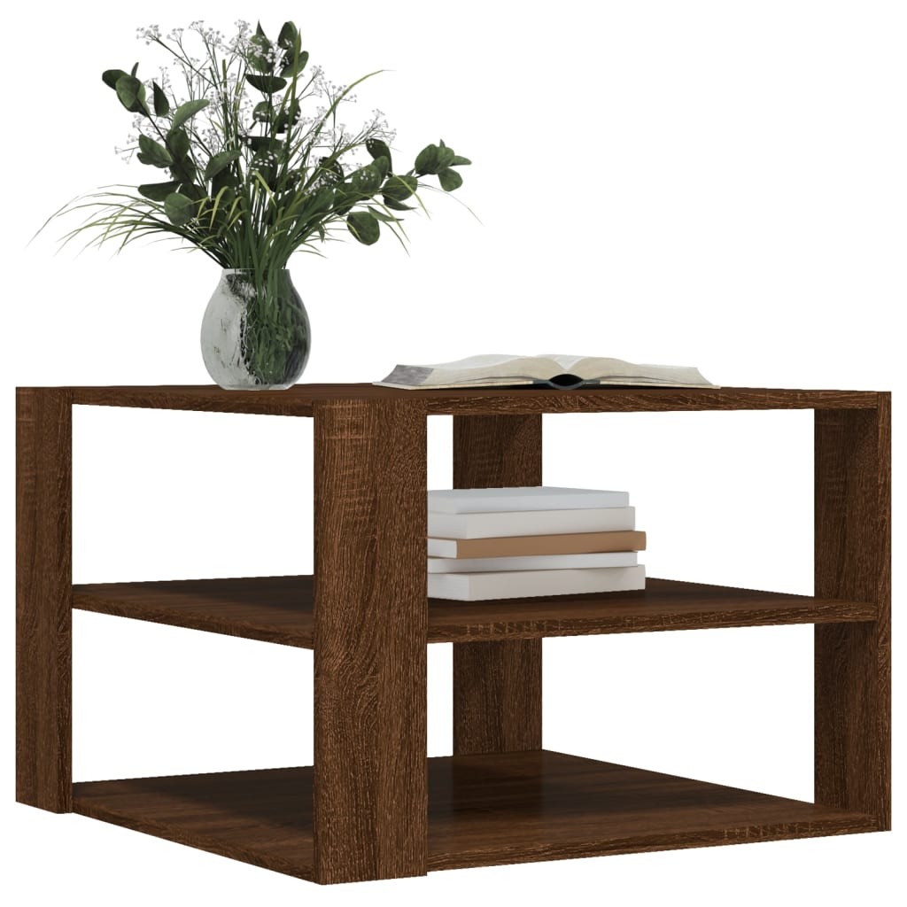 Table basse aspect chêne brun 59,5x59,5x40 cm en bois