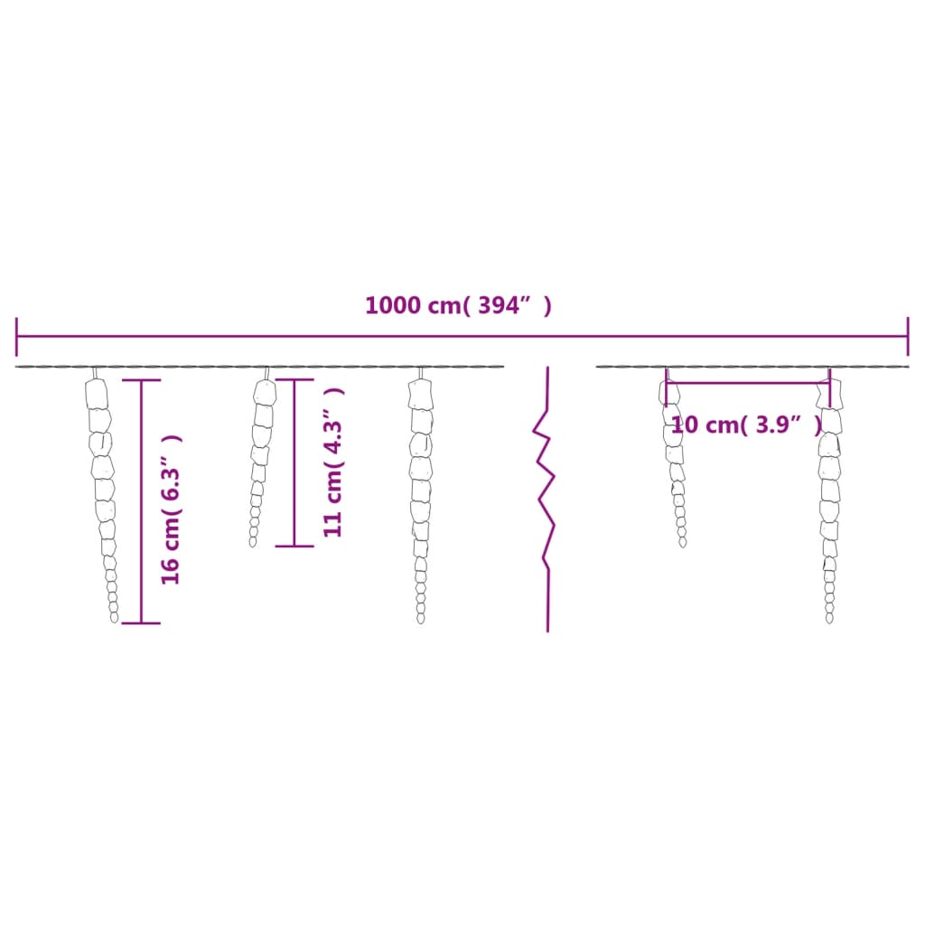 Weihnachts-Eiszapfen-Licht 100 LEDs Warmweiß 10 m Acryl PVC