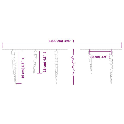 Weihnachts-Eiszapfen-Licht 100 LEDs Warmweiß 10 m Acryl PVC