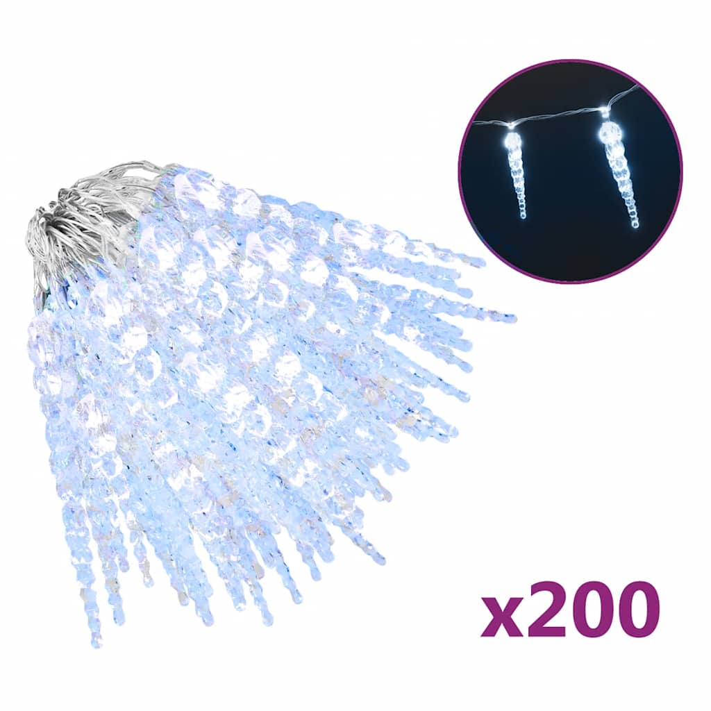 Weihnachts-Eiszapfen-Licht 200 LEDs Kaltweiß 20 m Acryl PVC