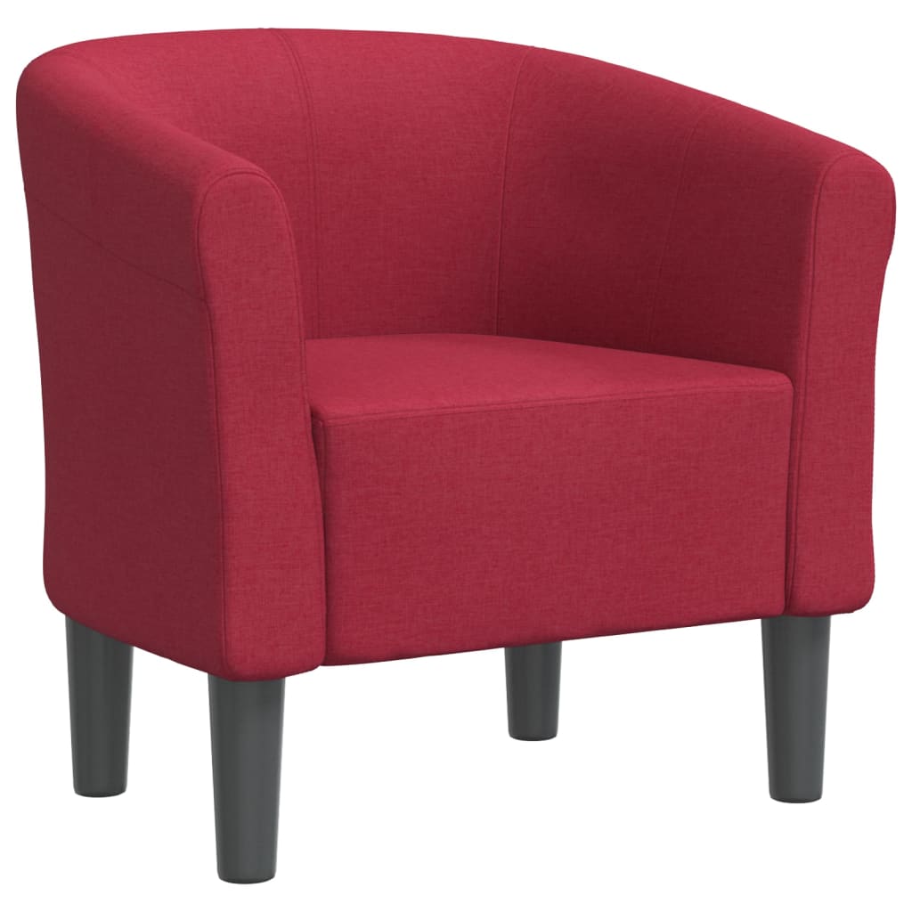 Fauteuil club tissu rouge vin