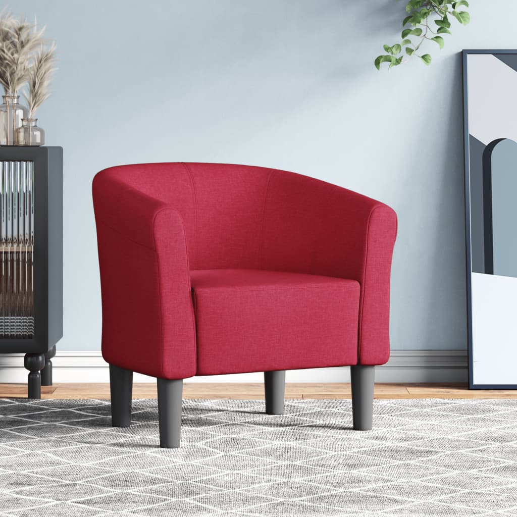 Fauteuil club tissu rouge vin