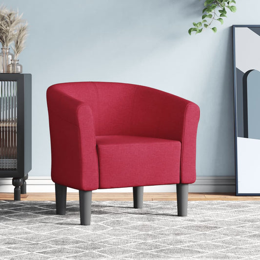 Fauteuil club tissu rouge vin