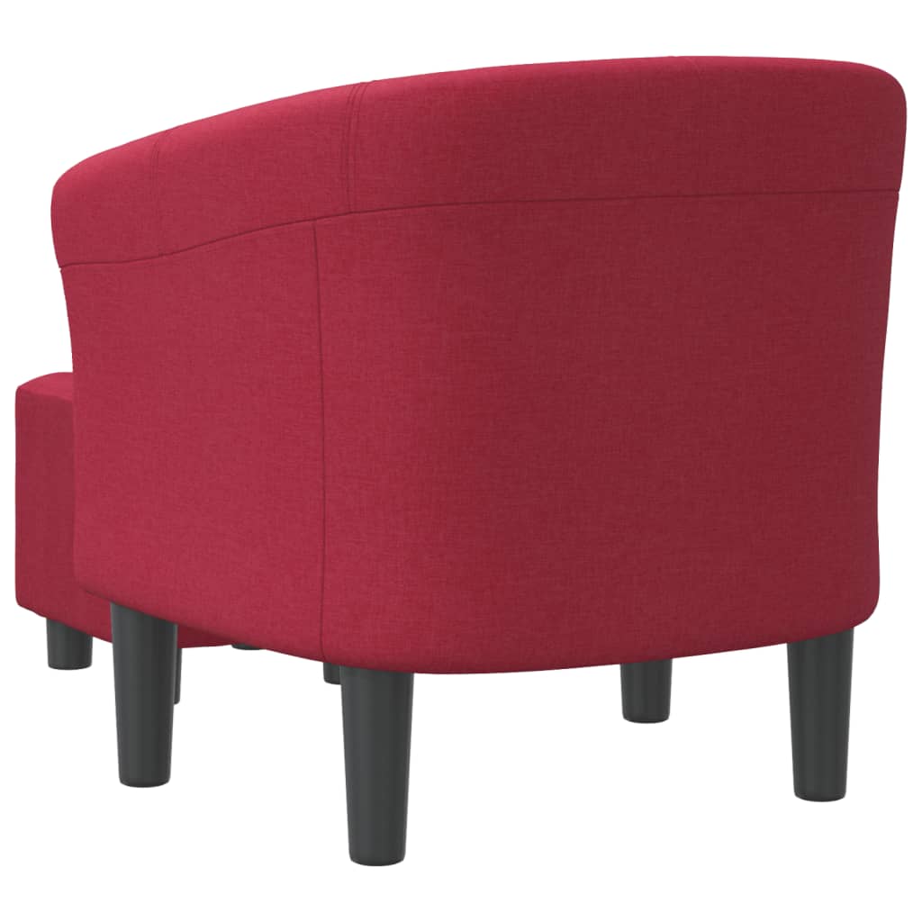 Fauteuil club avec repose-pieds tissu rouge vin