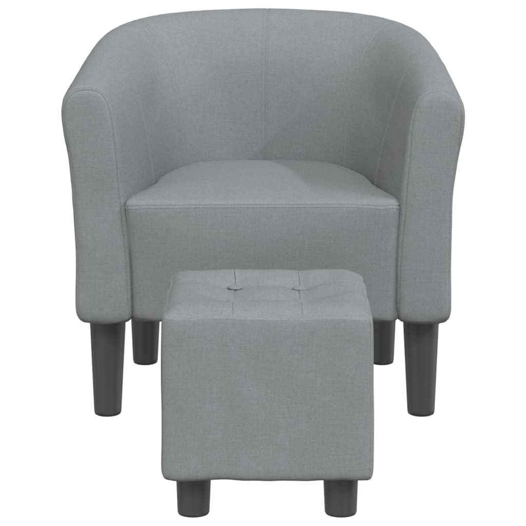 Fauteuil club avec repose-pieds tissu gris clair