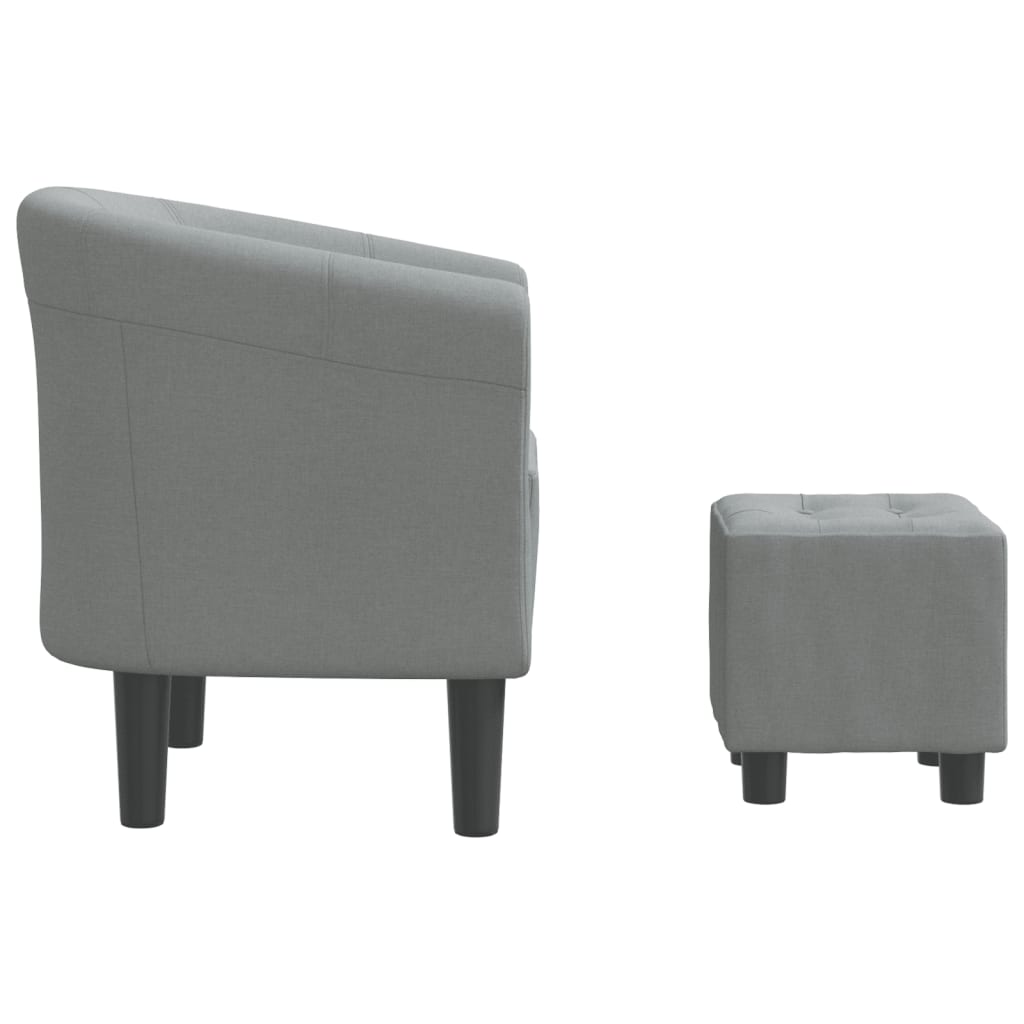 Fauteuil club avec repose-pieds tissu gris clair