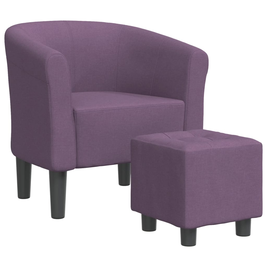 Fauteuil club avec repose-pieds tissu violet