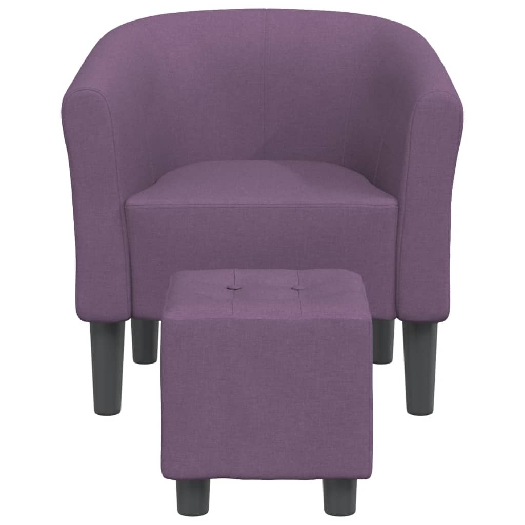 Fauteuil club avec repose-pieds tissu violet