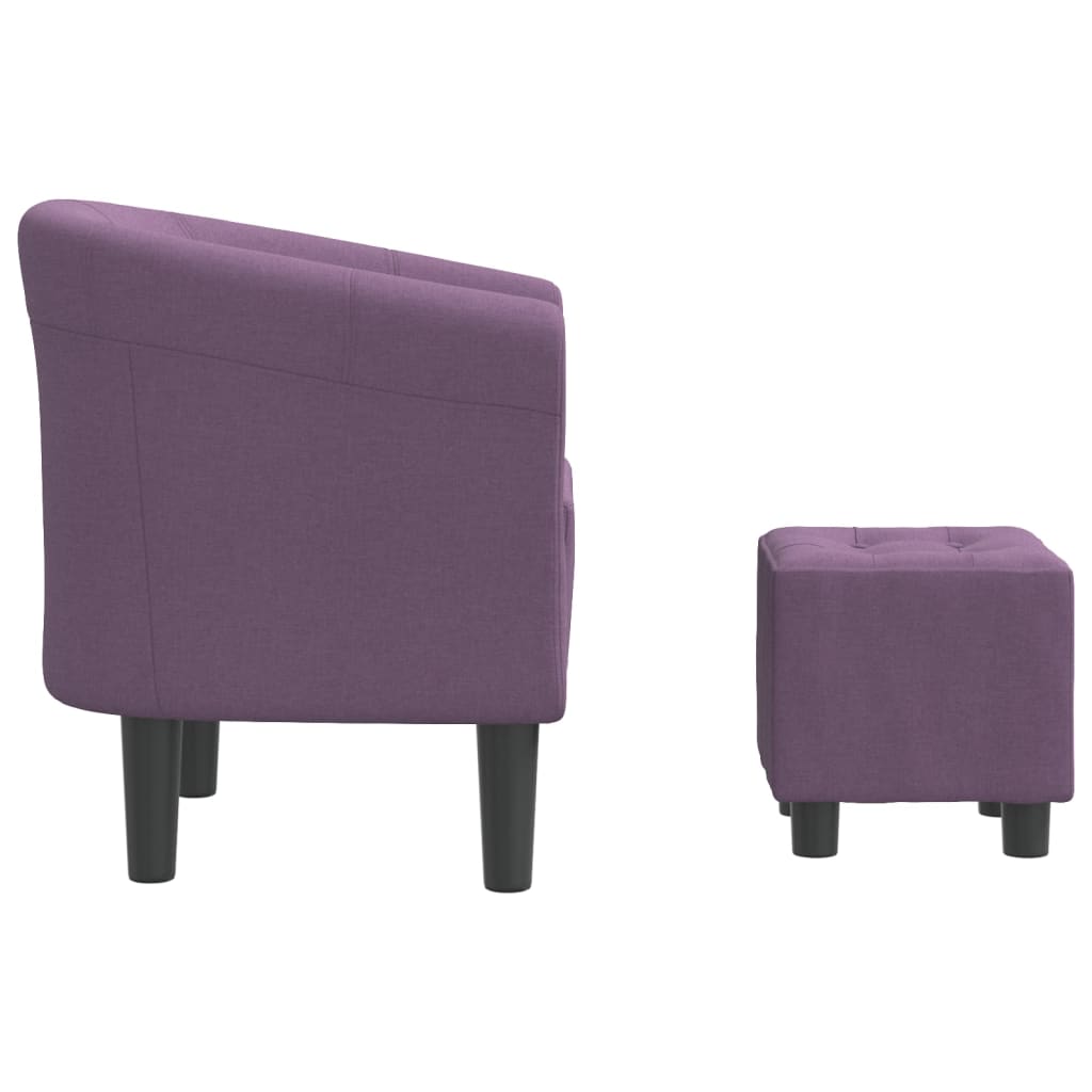 Fauteuil club avec repose-pieds tissu violet