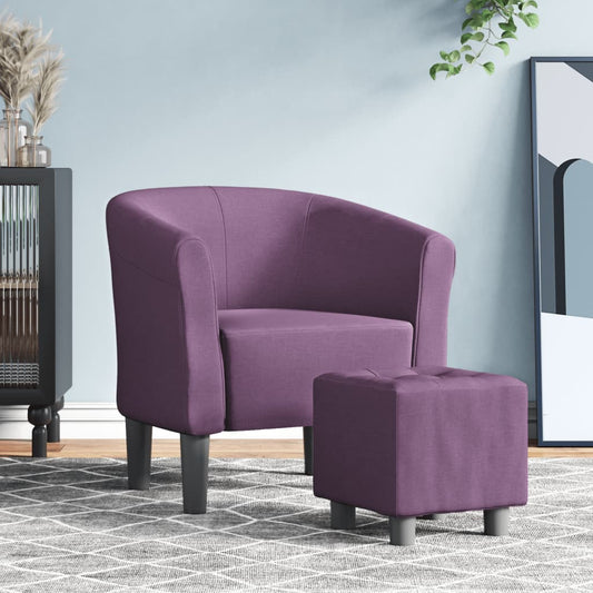 Fauteuil club avec repose-pieds tissu violet