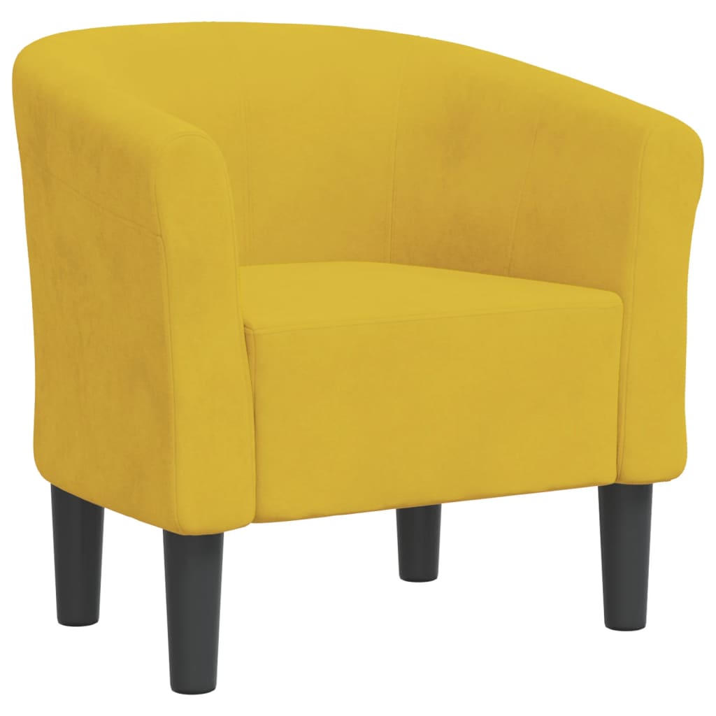 Fauteuil club en velours jaune