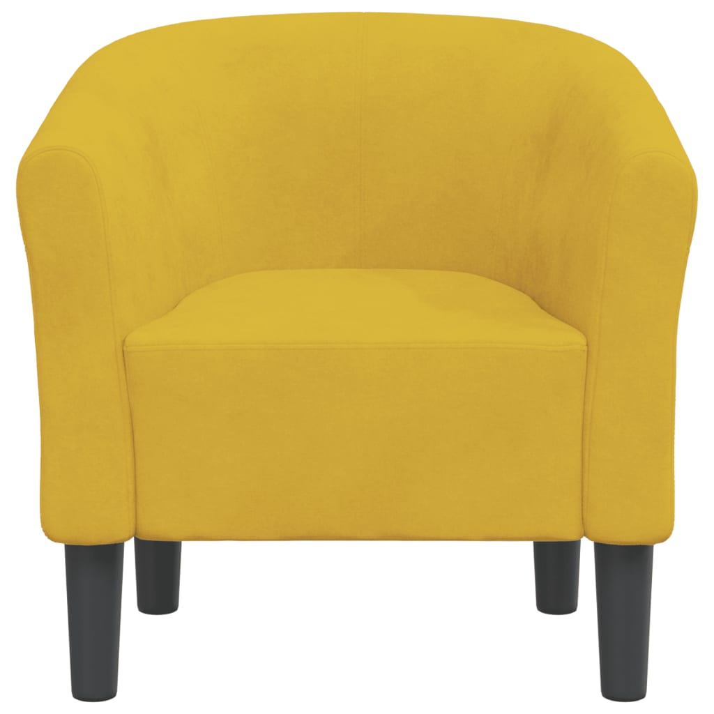 Fauteuil club en velours jaune