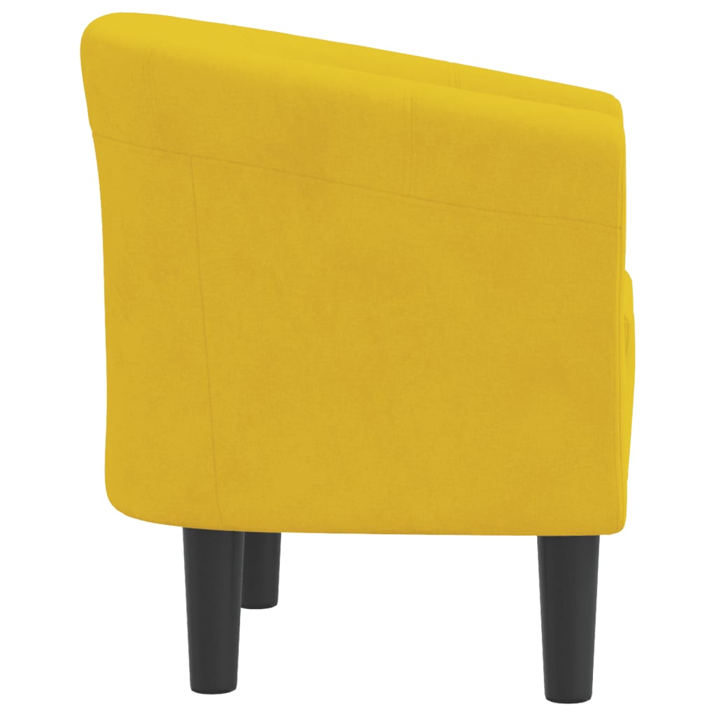 Fauteuil club en velours jaune