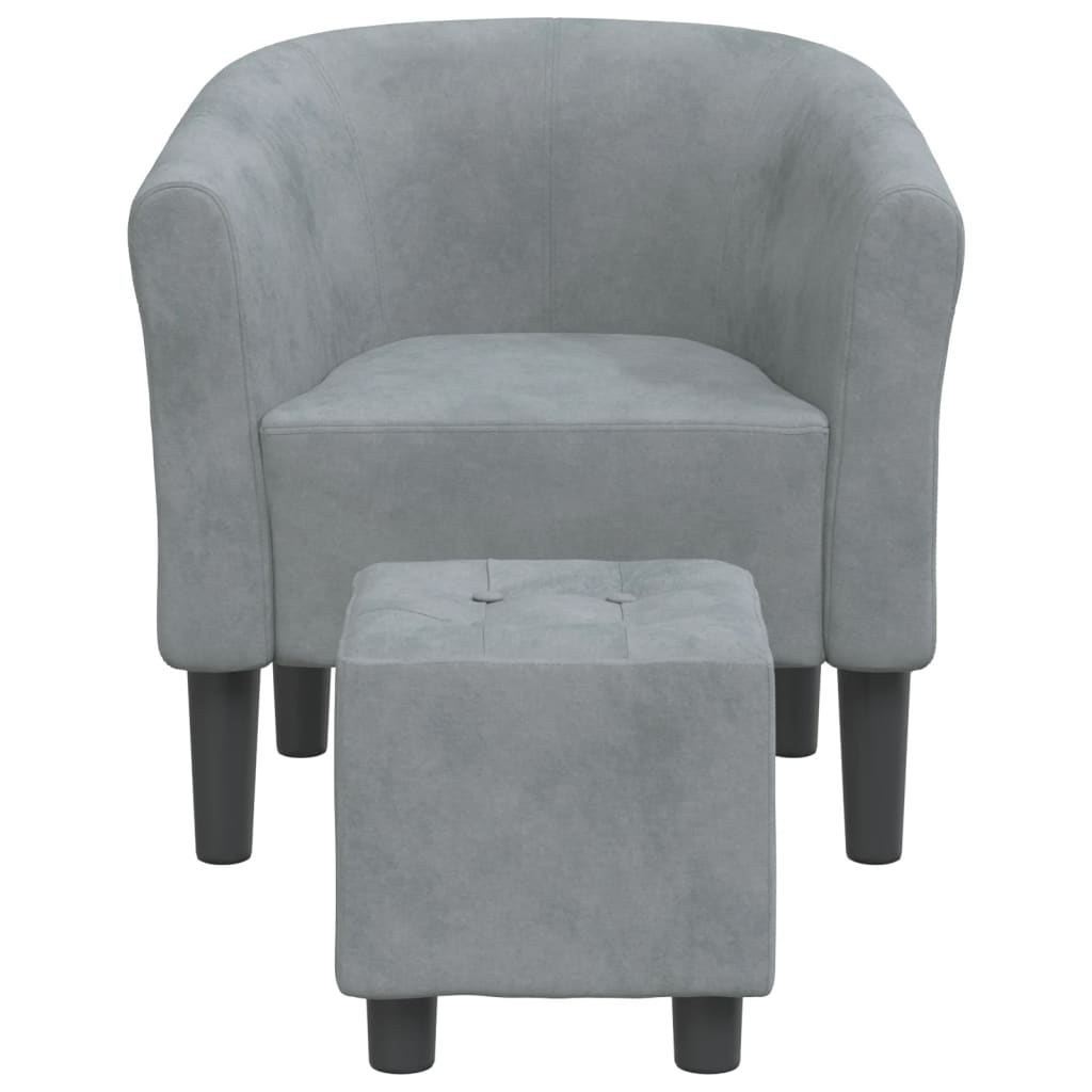 Fauteuil club avec repose-pieds velours gris foncé