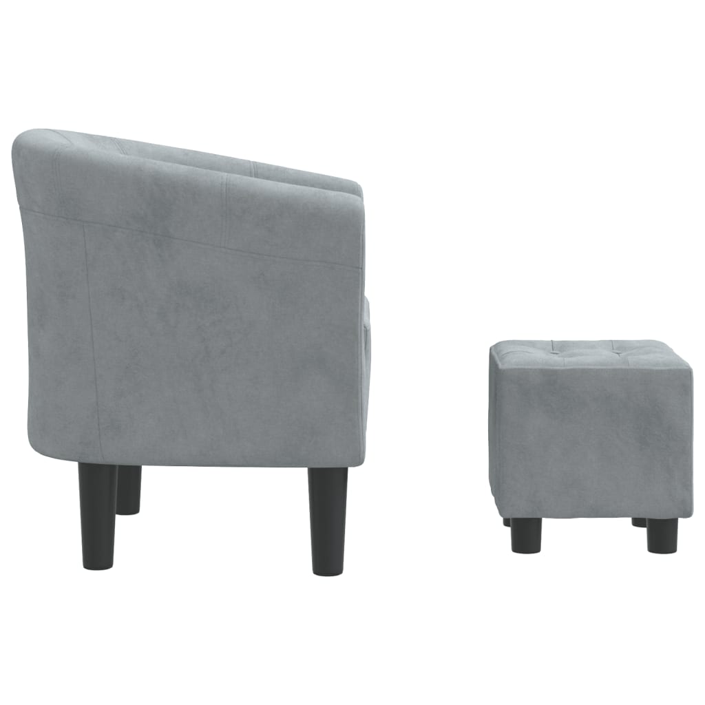 Fauteuil club avec repose-pieds velours gris foncé