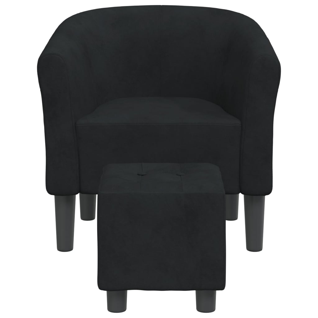 Fauteuil club avec repose-pieds velours noir