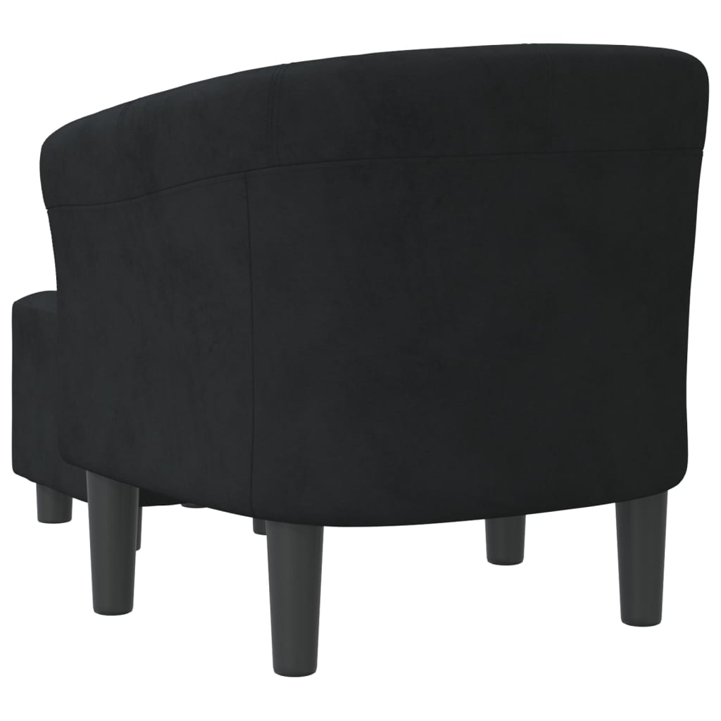 Fauteuil club avec repose-pieds velours noir