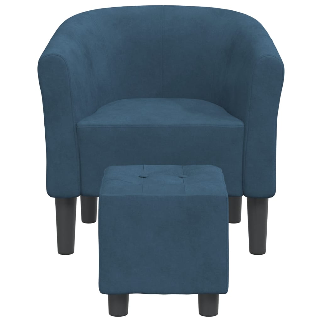 Fauteuil club avec repose-pieds velours bleu foncé