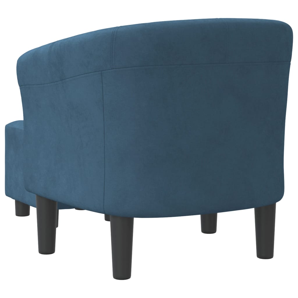 Fauteuil club avec repose-pieds velours bleu foncé