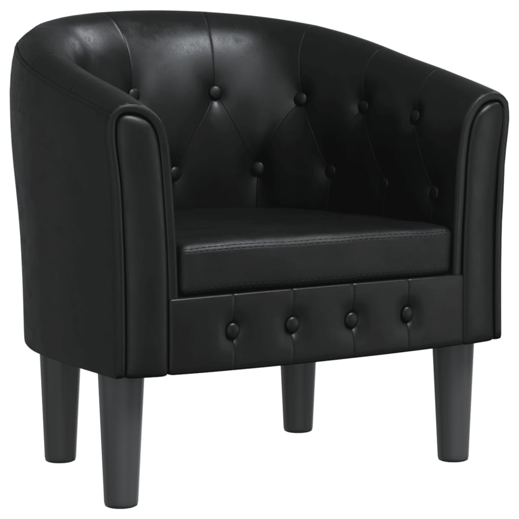 Fauteuil club simili cuir noir