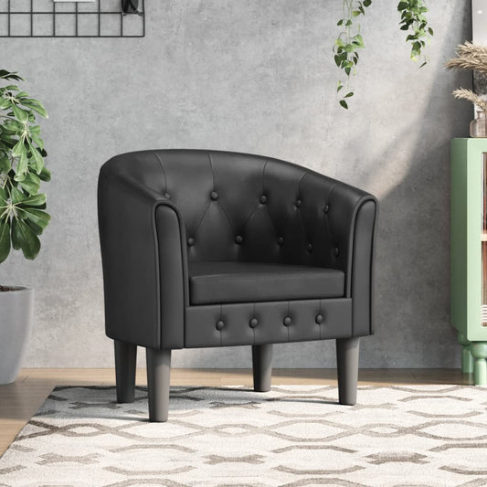 Fauteuil club simili cuir noir