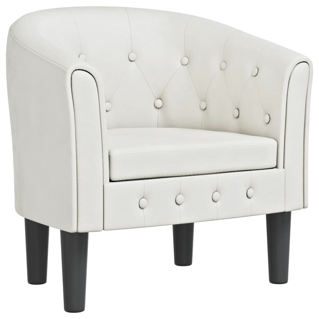 Fauteuil club simili cuir blanc