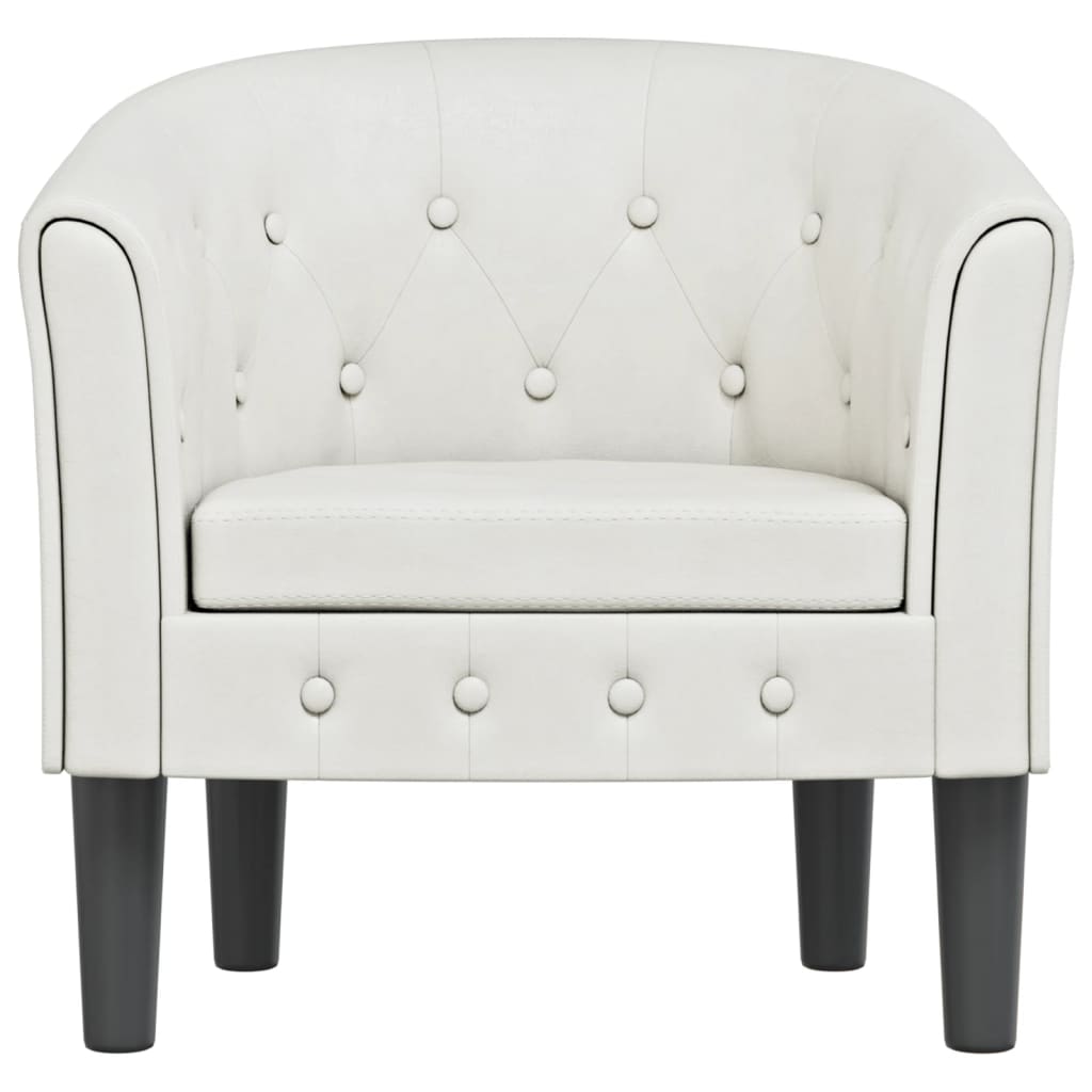 Fauteuil club simili cuir blanc