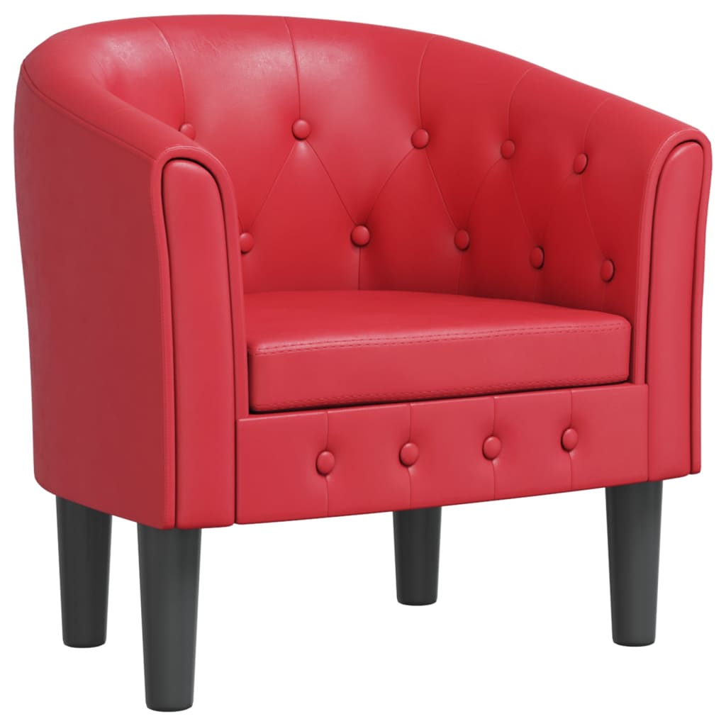 Fauteuil club simili cuir rouge