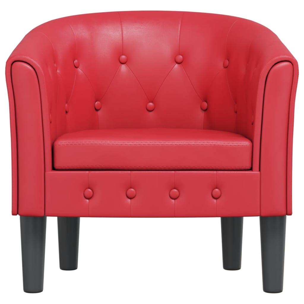 Fauteuil club simili cuir rouge