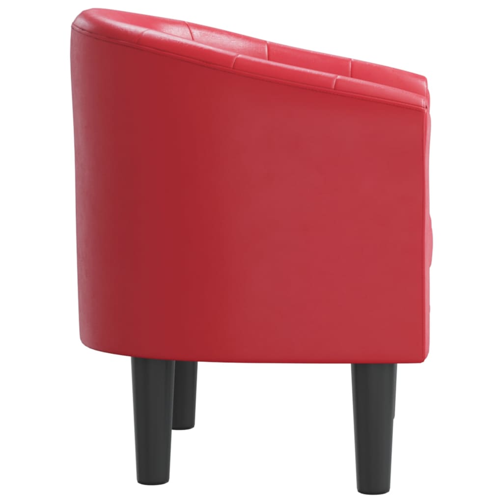 Fauteuil club simili cuir rouge