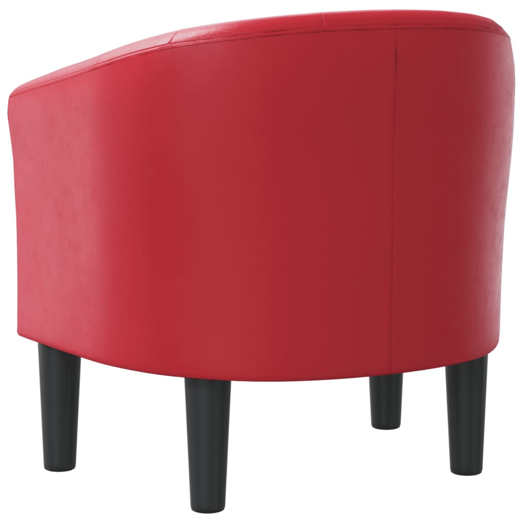 Fauteuil club simili cuir rouge