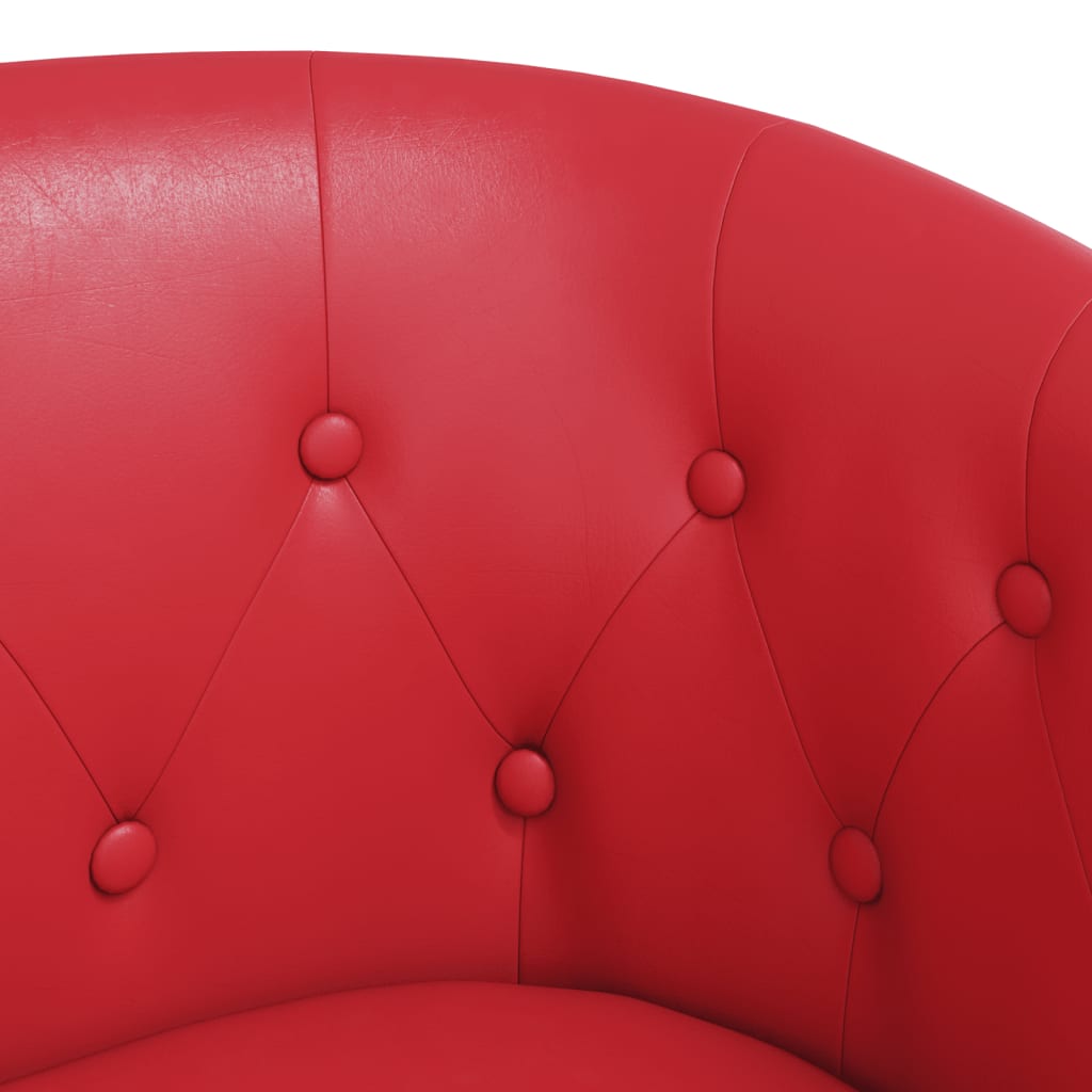 Fauteuil club simili cuir rouge
