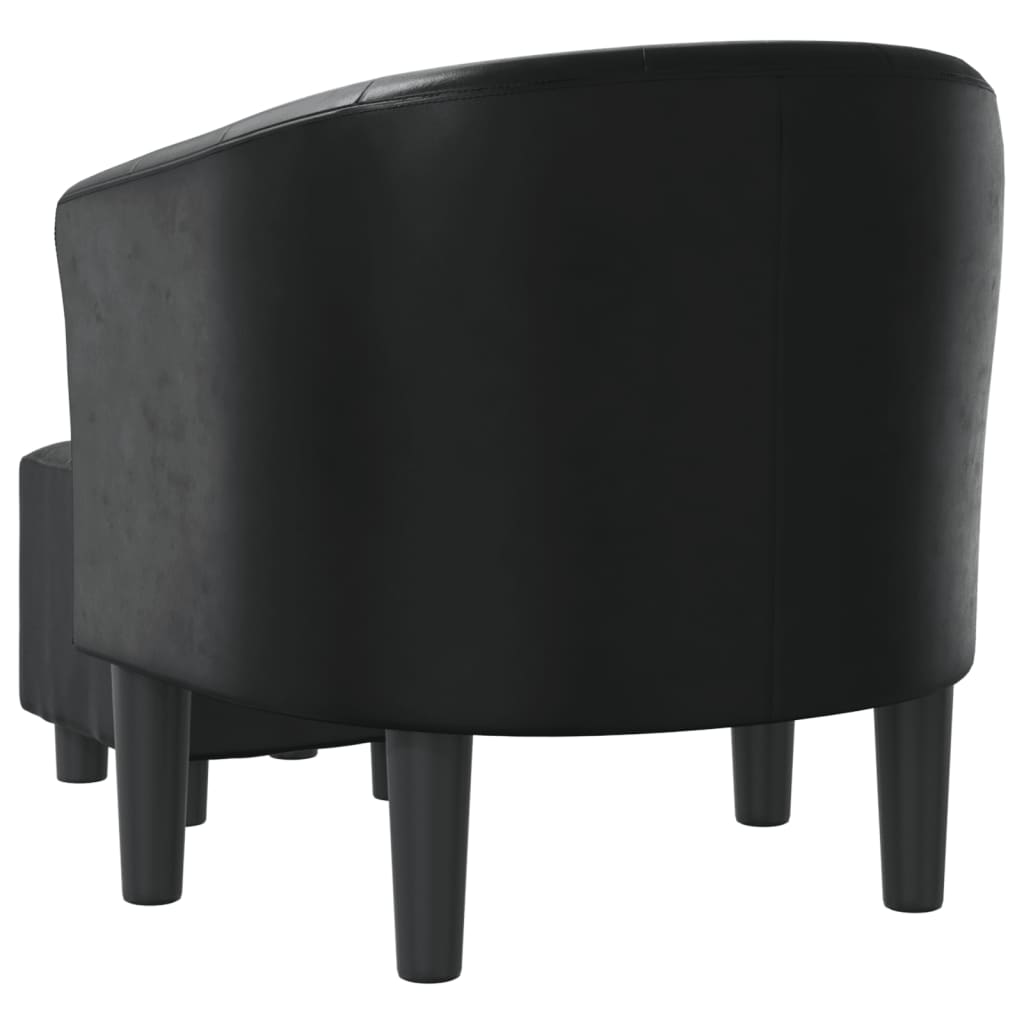 Fauteuil club avec repose-pieds simili cuir noir