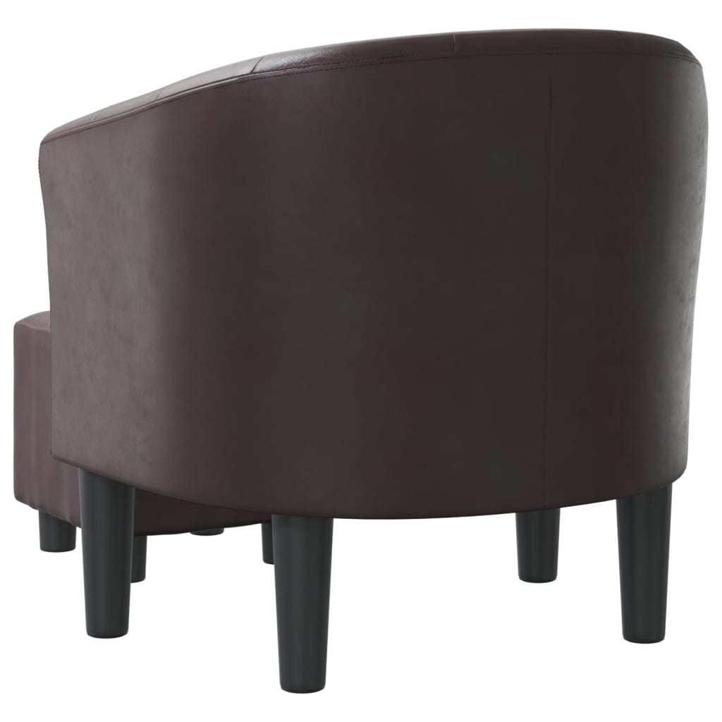 Fauteuil club avec repose-pieds simili cuir marron
