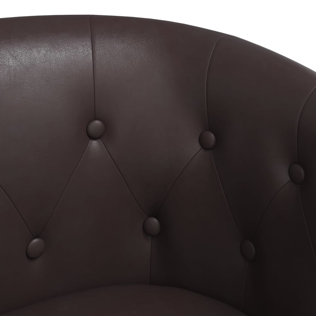 Fauteuil club avec repose-pieds simili cuir marron