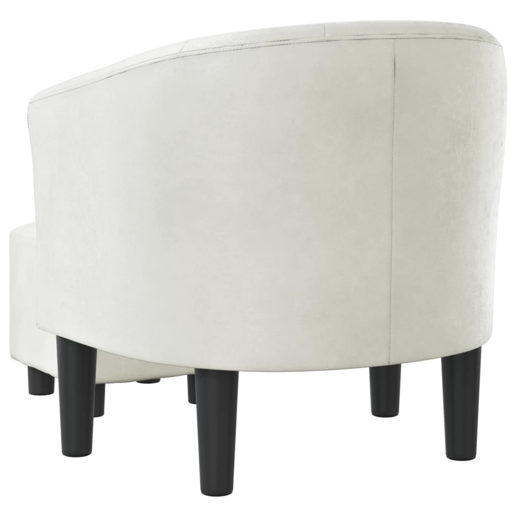 Fauteuil club avec repose-pieds simili cuir blanc