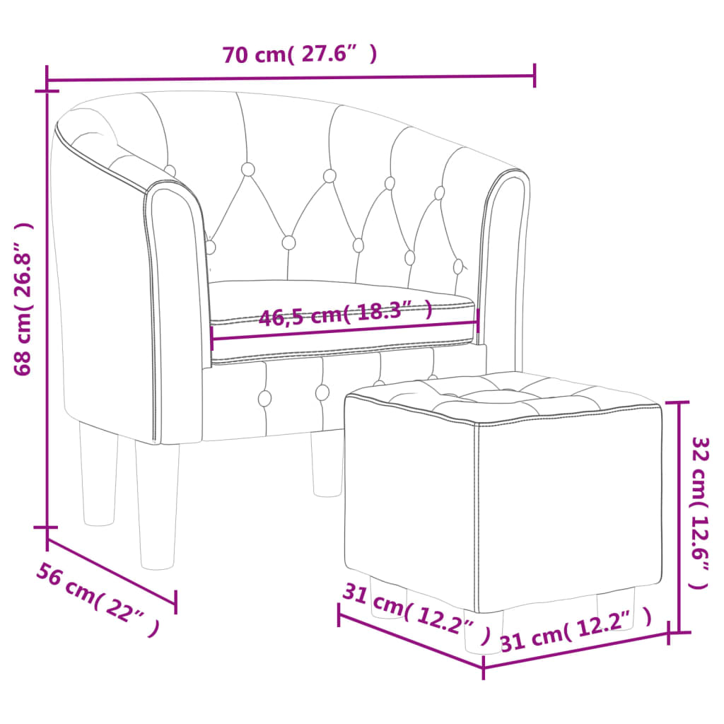 Fauteuil club avec repose-pieds simili cuir blanc