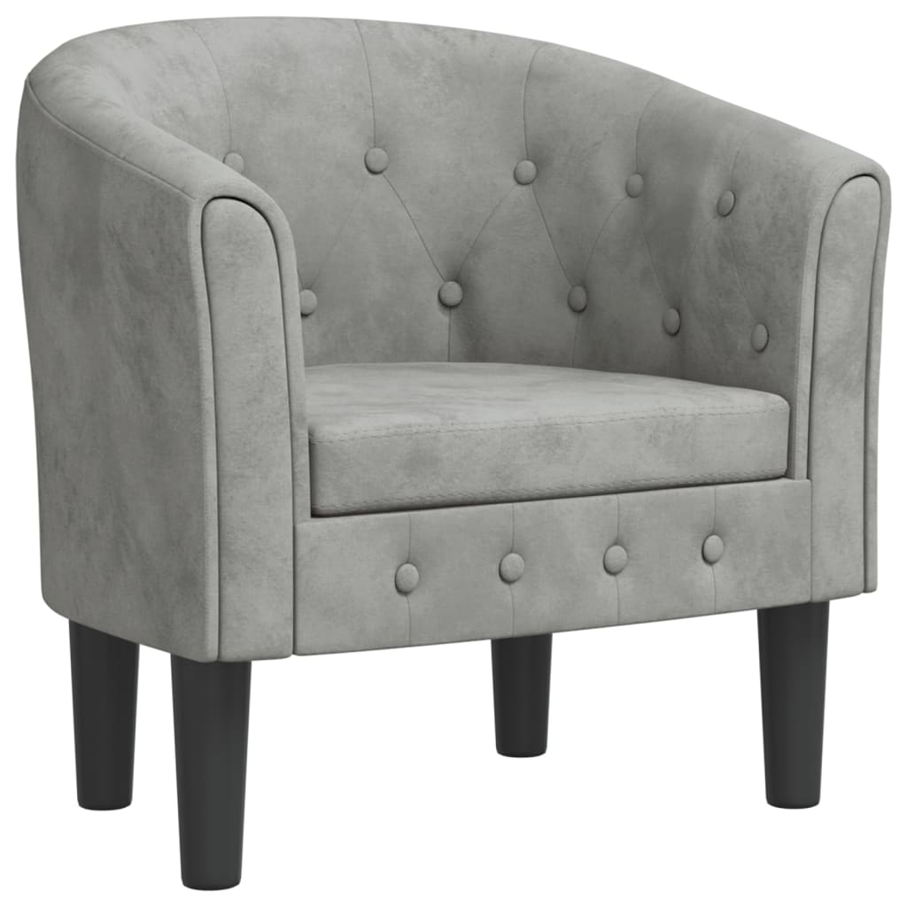 Fauteuil club velours gris clair