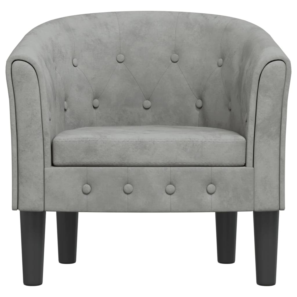 Fauteuil club velours gris clair