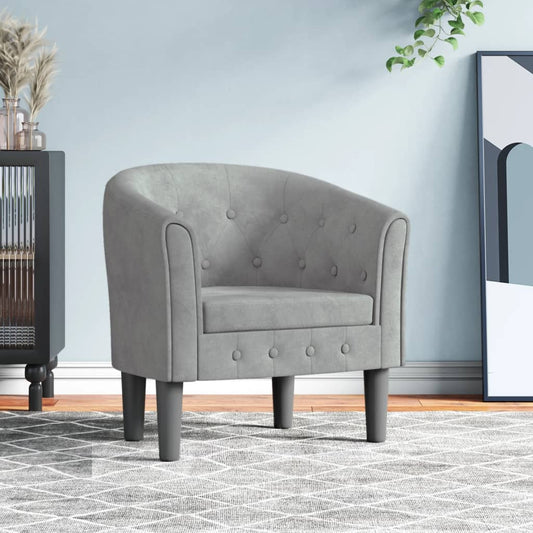 Fauteuil club velours gris clair