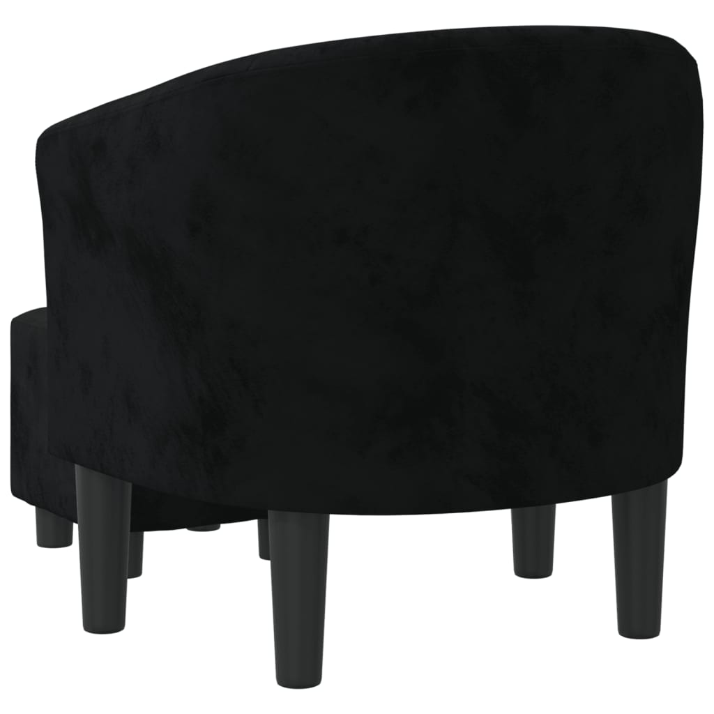 Fauteuil club avec repose-pieds velours noir