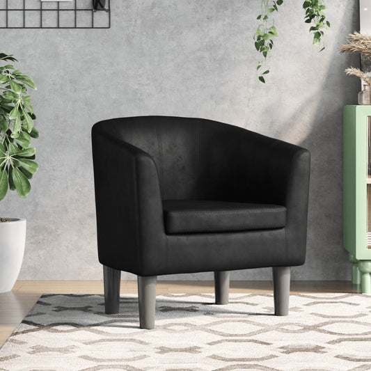 Fauteuil club simili cuir noir