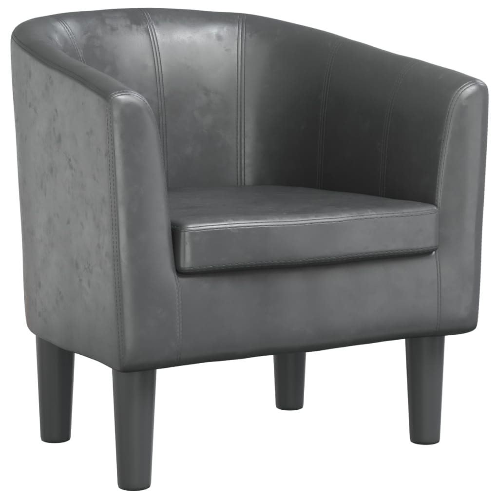 Fauteuil club simili cuir gris