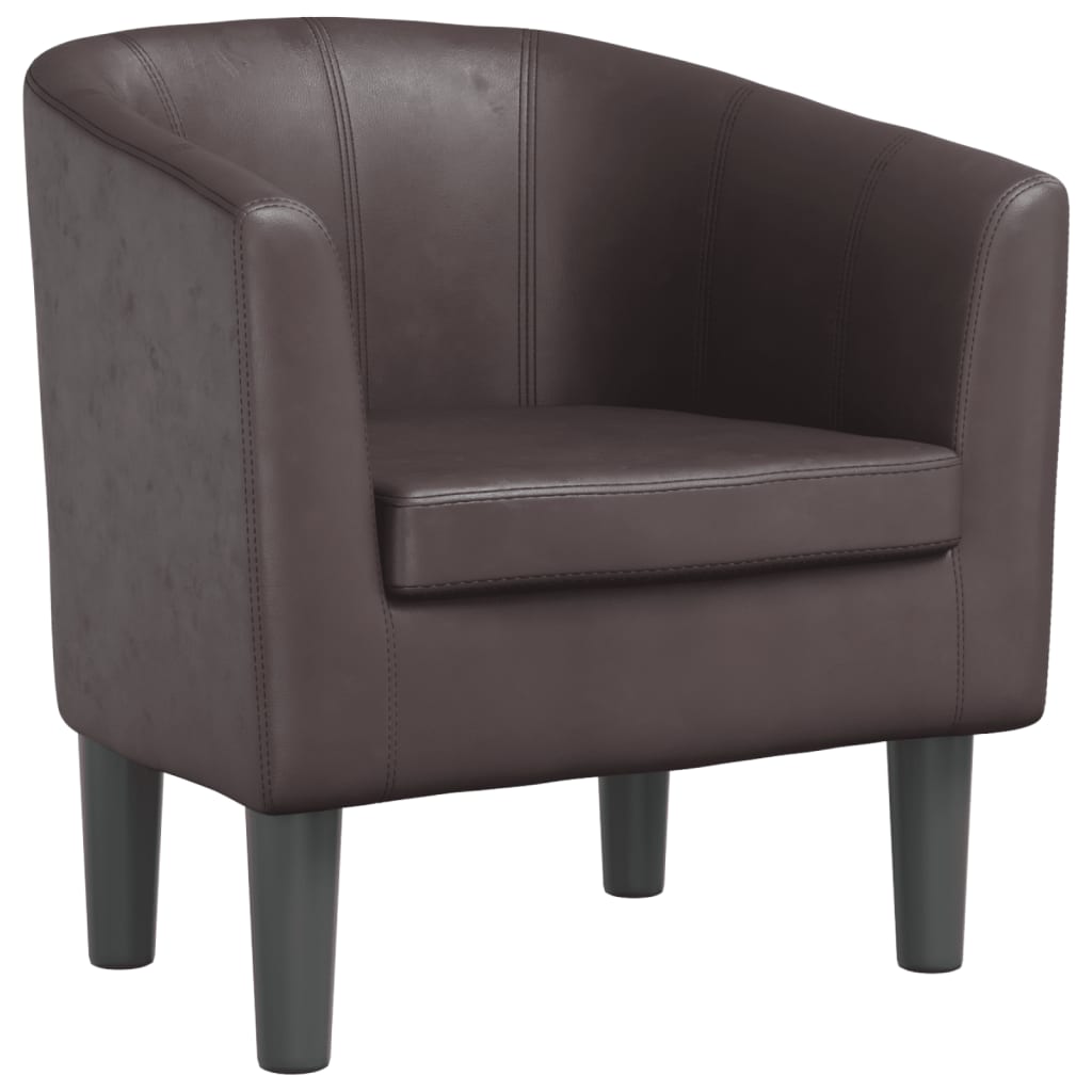 Fauteuil club simili cuir marron