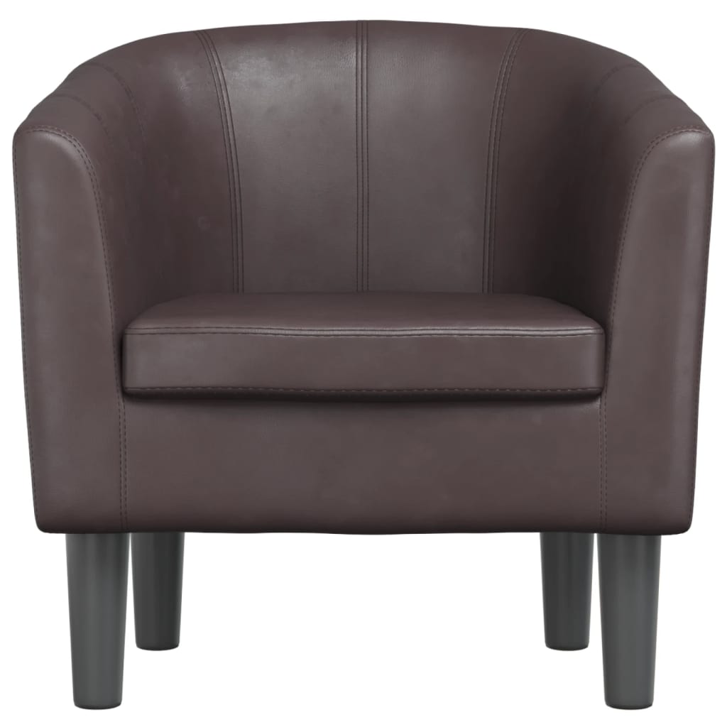 Fauteuil club simili cuir marron