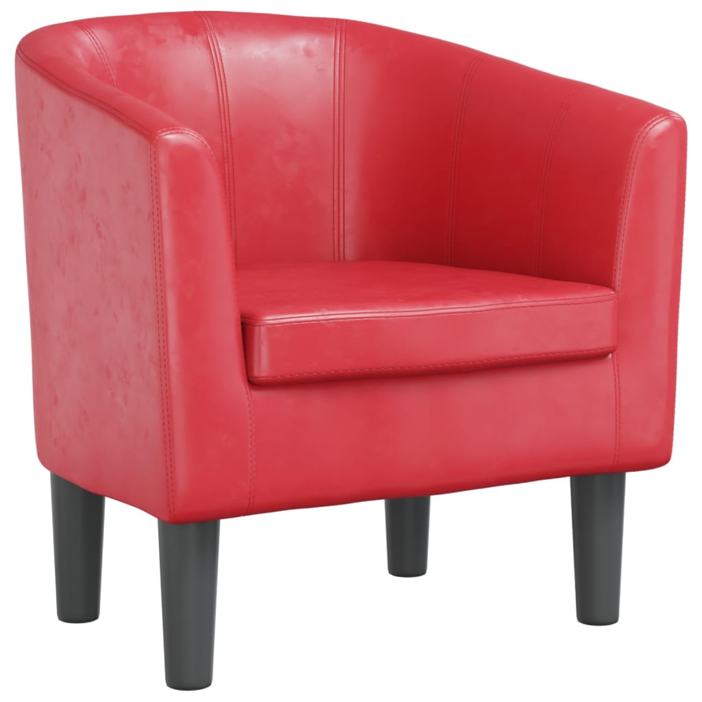 Fauteuil club simili cuir rouge