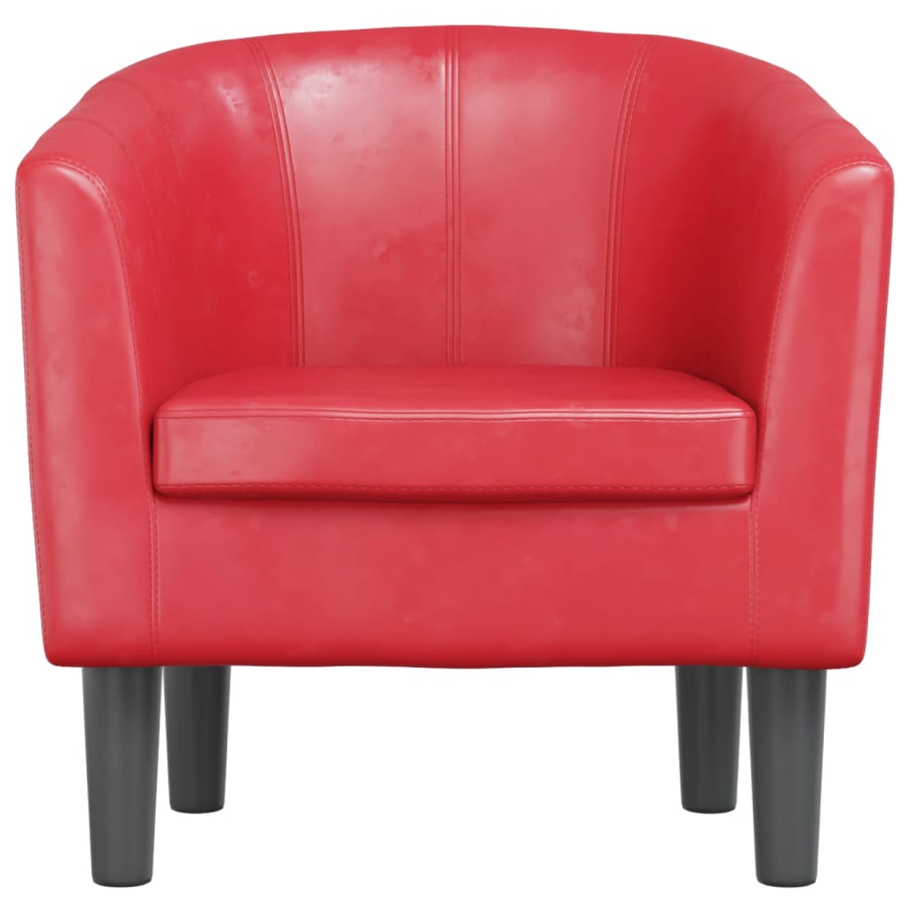 Fauteuil club simili cuir rouge