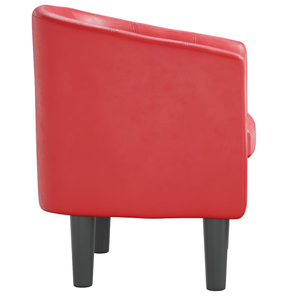 Fauteuil club simili cuir rouge