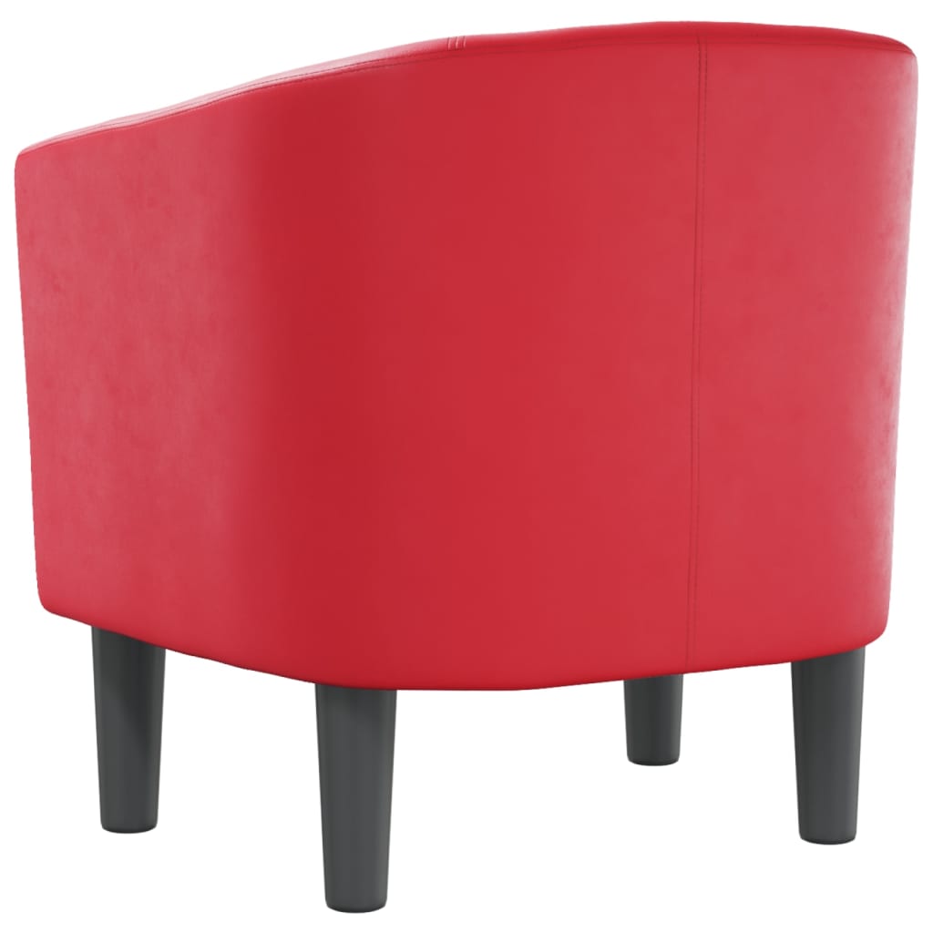 Fauteuil club simili cuir rouge