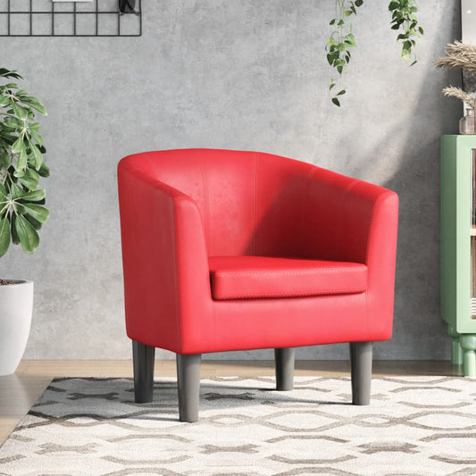 Fauteuil club simili cuir rouge